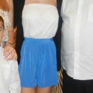 FREE W BUNDLE Strapless white and blue romper